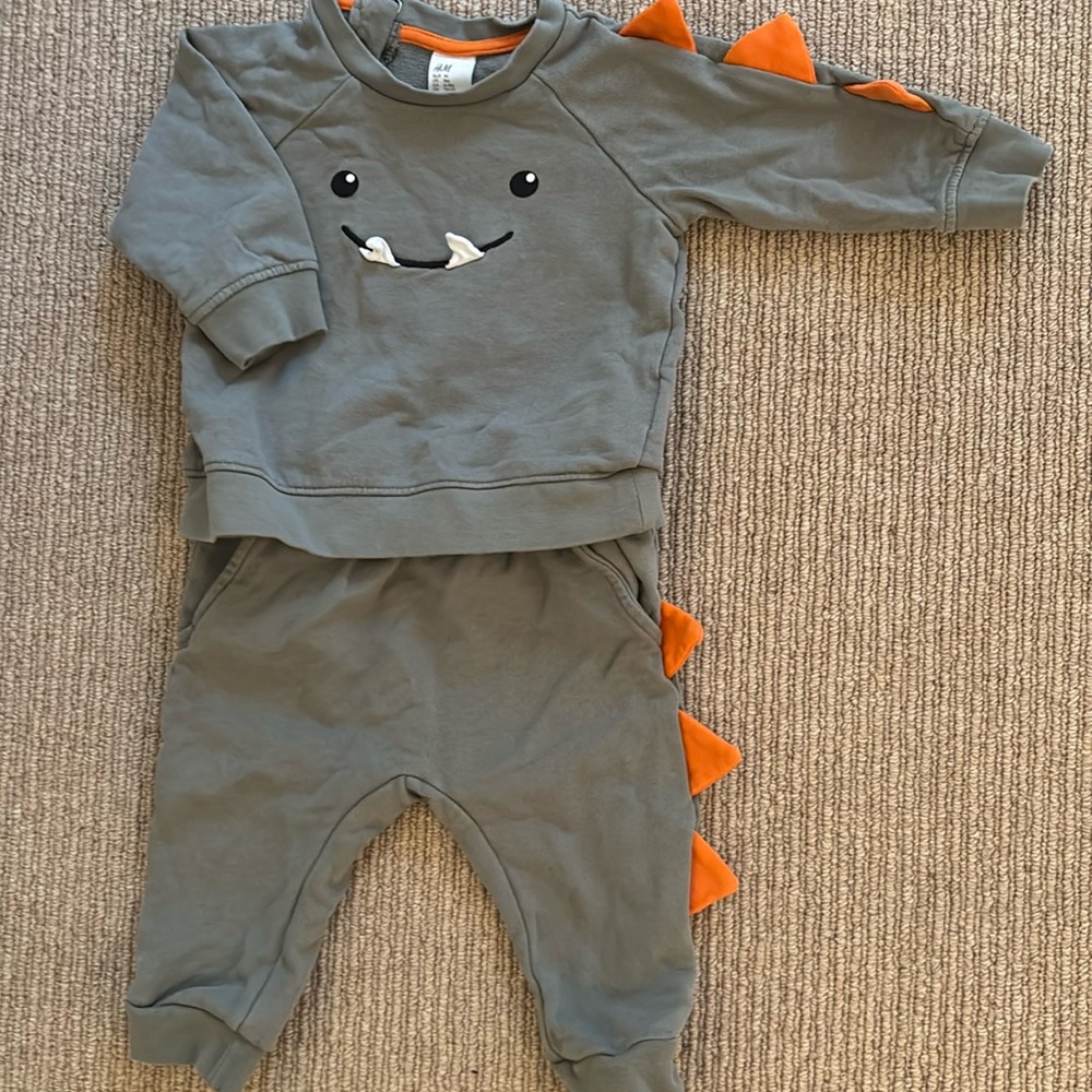 H&M gray sweatshirt and matching pants size 9 months